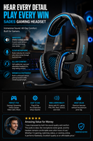 SA901 Gaming Headset with Microphone for PC