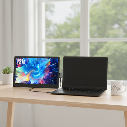 Maxfree Portable Monitor for Laptop 12 FHD Laptop Monitor Extender USB-C/HDMI Travel Monitor Plug&Play Laptop Screen/Smart Cover External Monitor for Laptop/Windows/Mac/Surface/Android/Switch